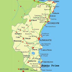 Коста-Бланка (Испания). Карта