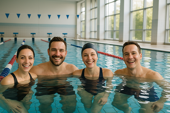 плаванье в бассейне 